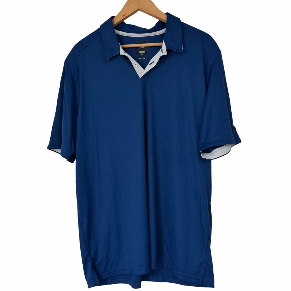 Oakley Deep Blue Short Sleeve Collar Classic Minimalist Polo Golf Shirt Men XL